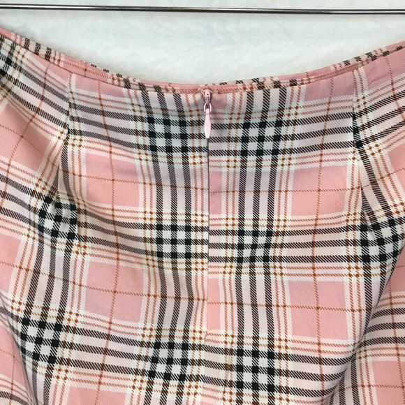 Pretty Damage Womens Size L Pink Plaid Mini Skirt High Waist Front Slit S1079 - Picture 4 of 9